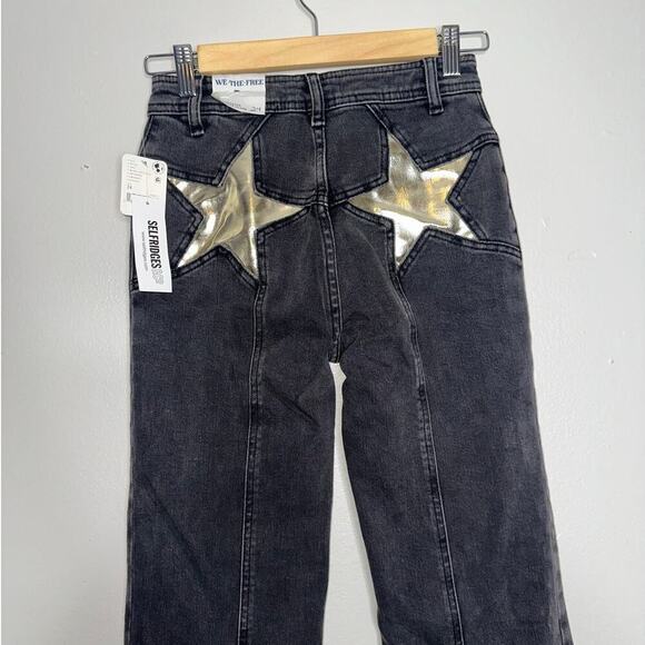 We The Free Firecracker Flare Jeans Black Gold Star Detail Size 24 NWT $168 - Picture 7 of 9